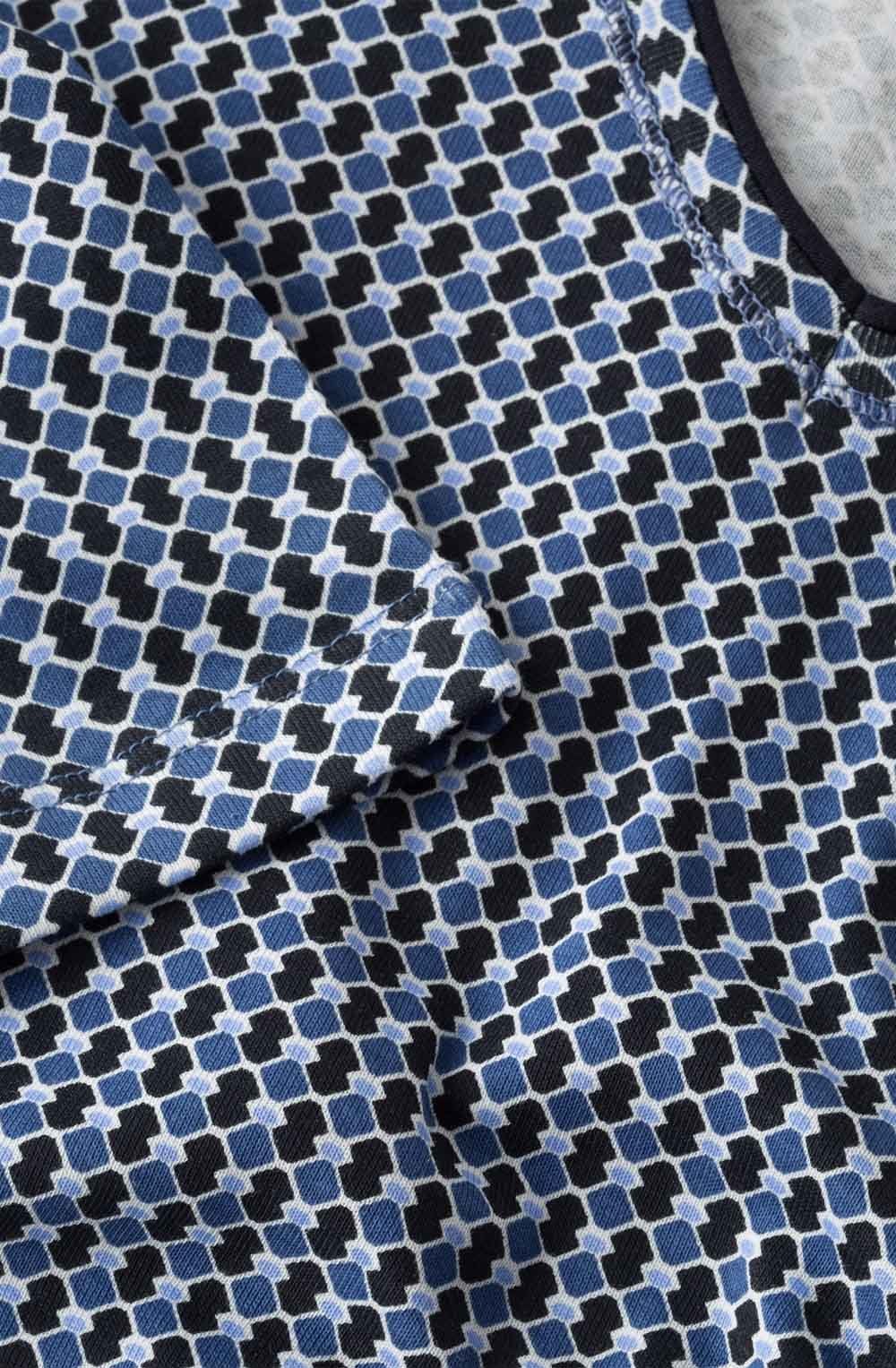 Blue Patterned Jersey Top