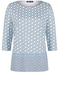 Blue Patterned Jersey Top