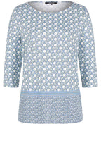 Blue Patterned Jersey Top