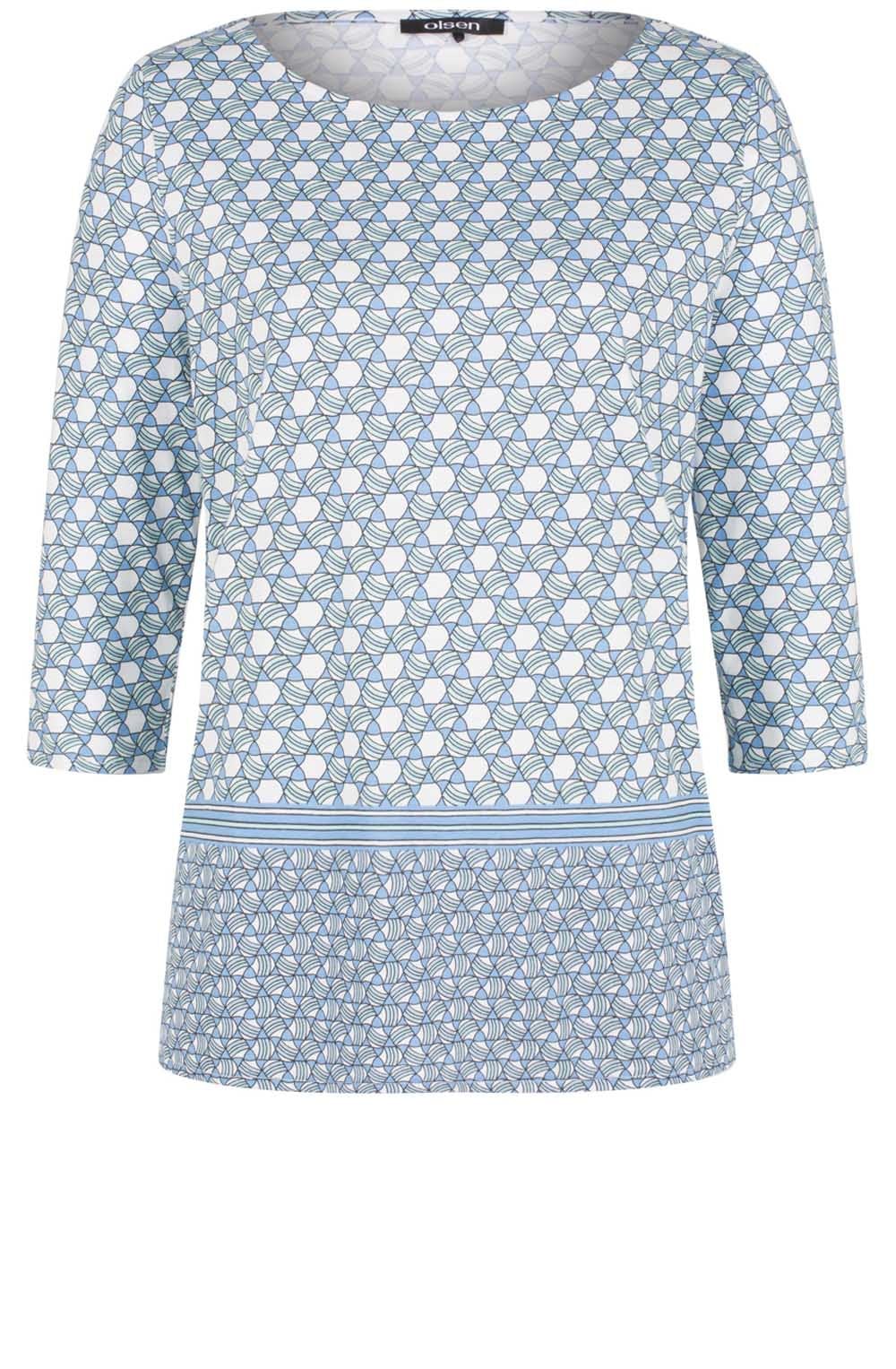 Blue Patterned Jersey Top