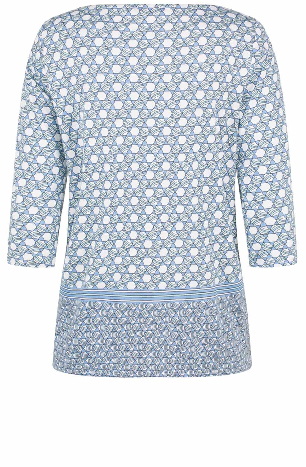 Blue Patterned Jersey Top