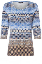 Blue Patterned Jersey Top