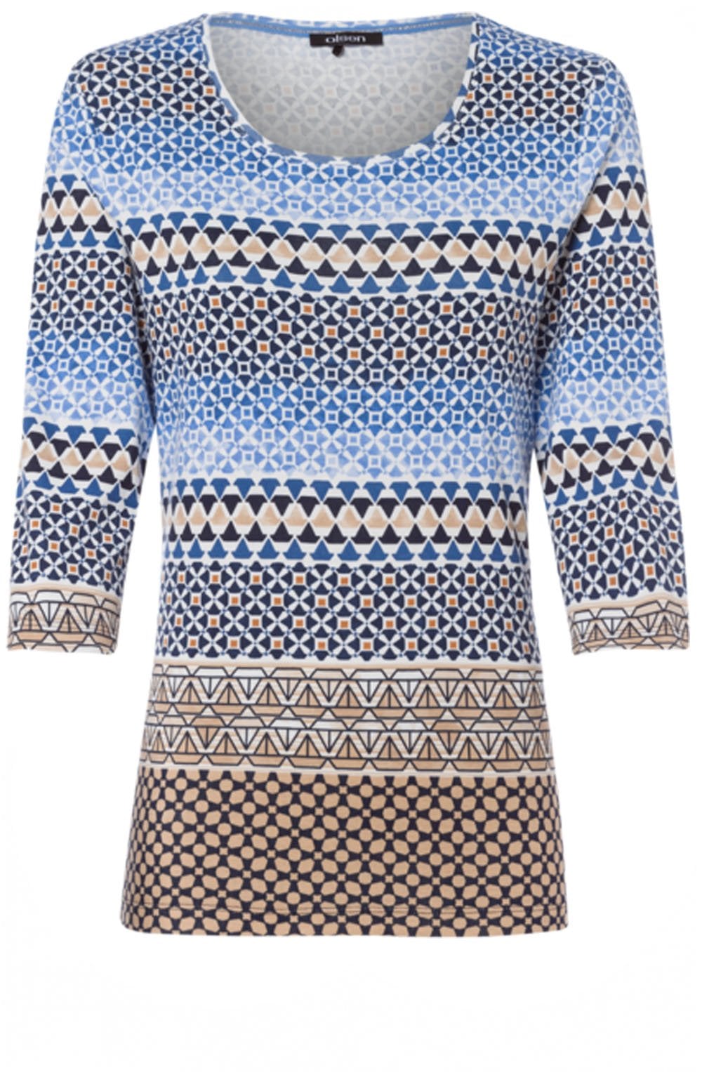 Blue Patterned Jersey Top