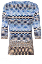 Blue Patterned Jersey Top