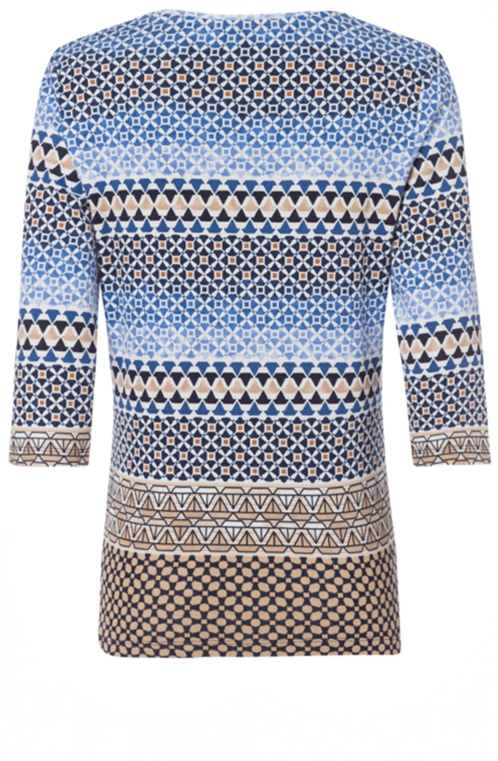 Blue Patterned Jersey Top