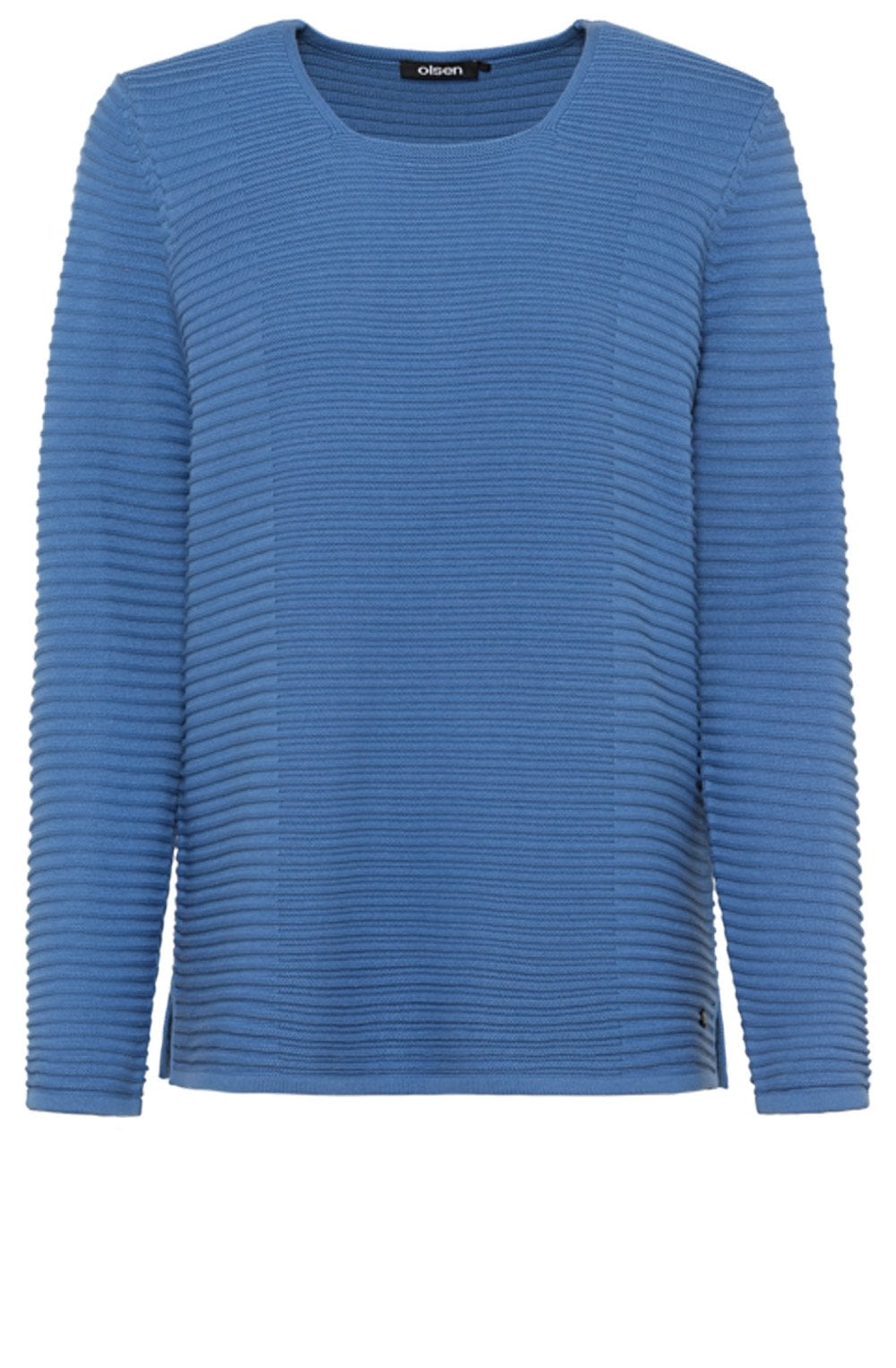 Blue Ribbed Knit Jumper