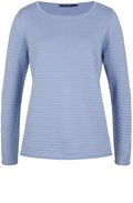 Blue Ribbed Knit Sweater