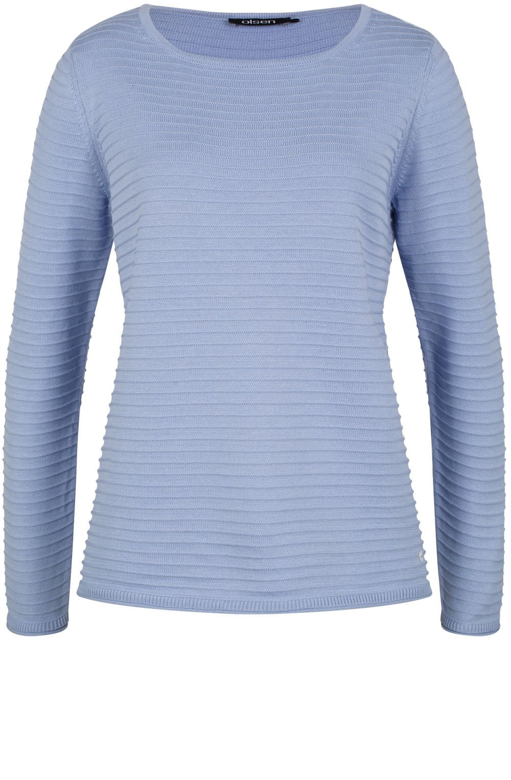 Blue Ribbed Knit Sweater
