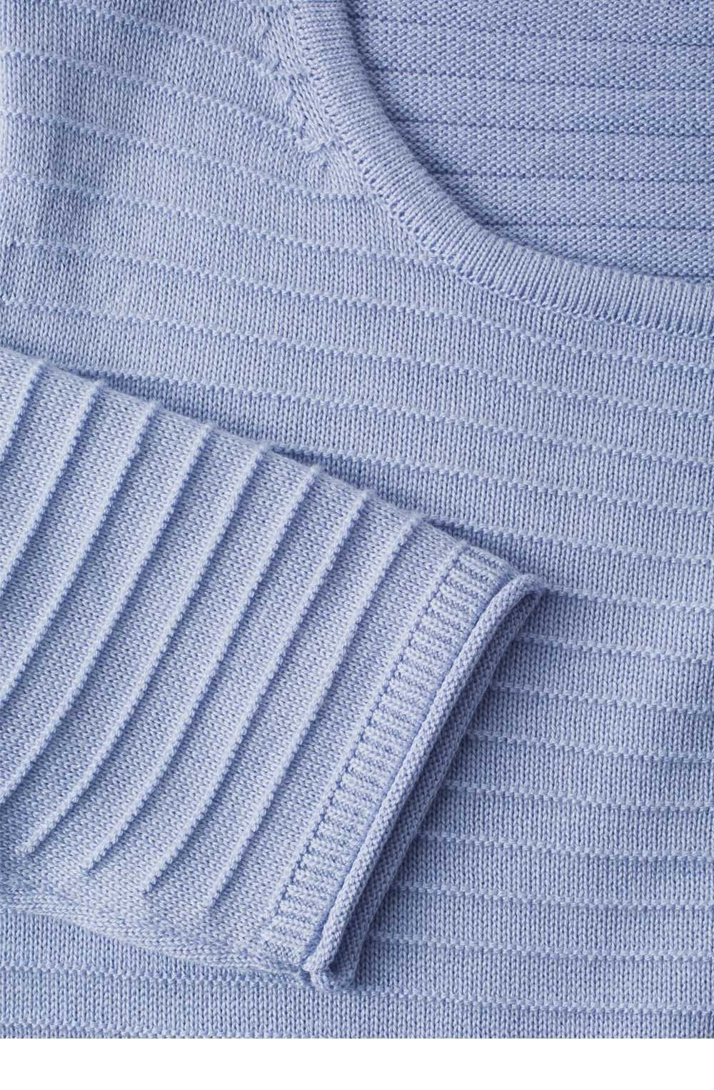 Blue Ribbed Knit Sweater