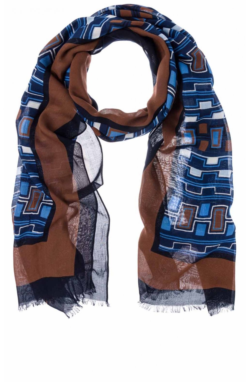 Blue Steel Abstract Print Scarf