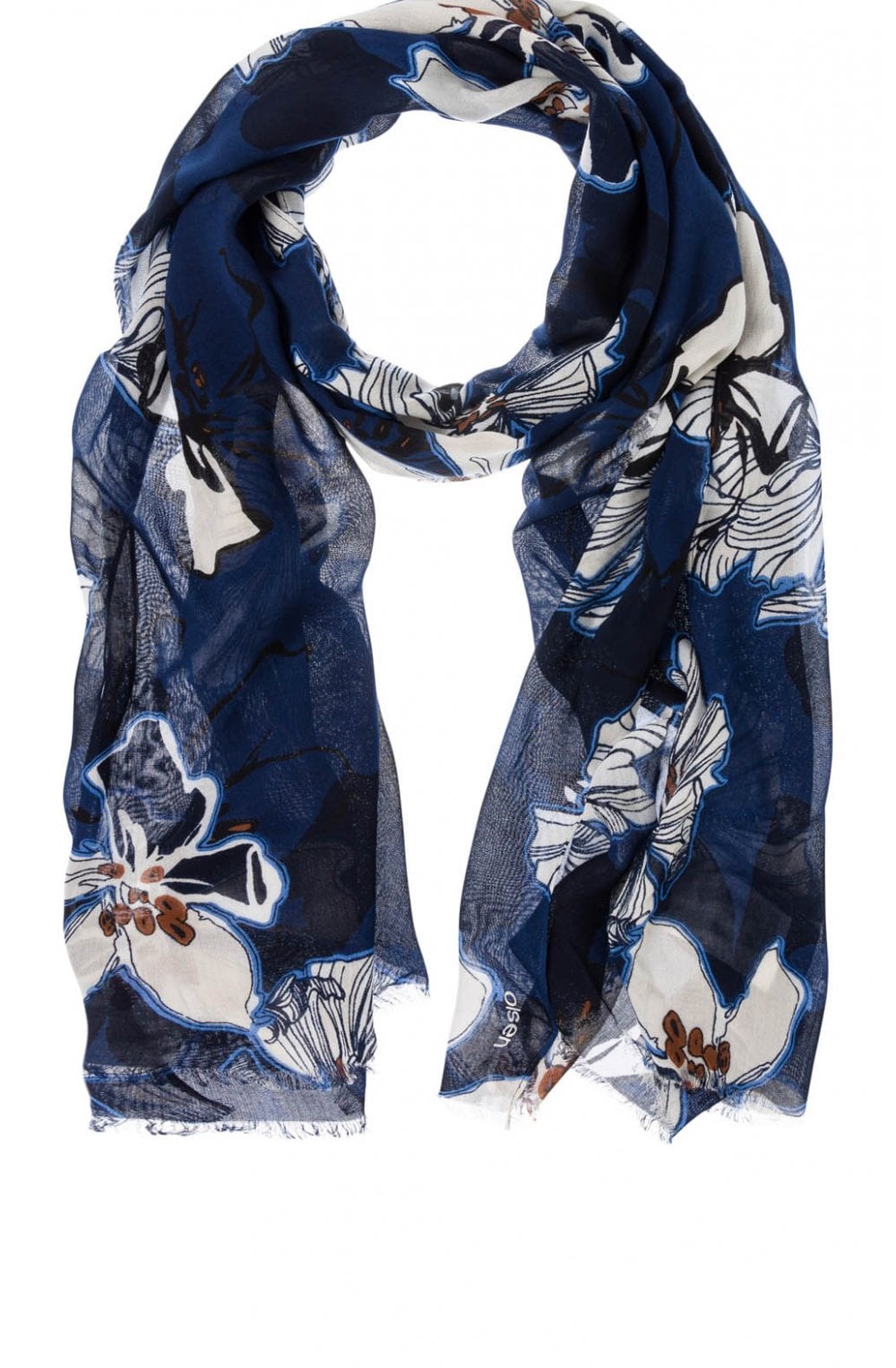 Blue Steel Floral Scarf