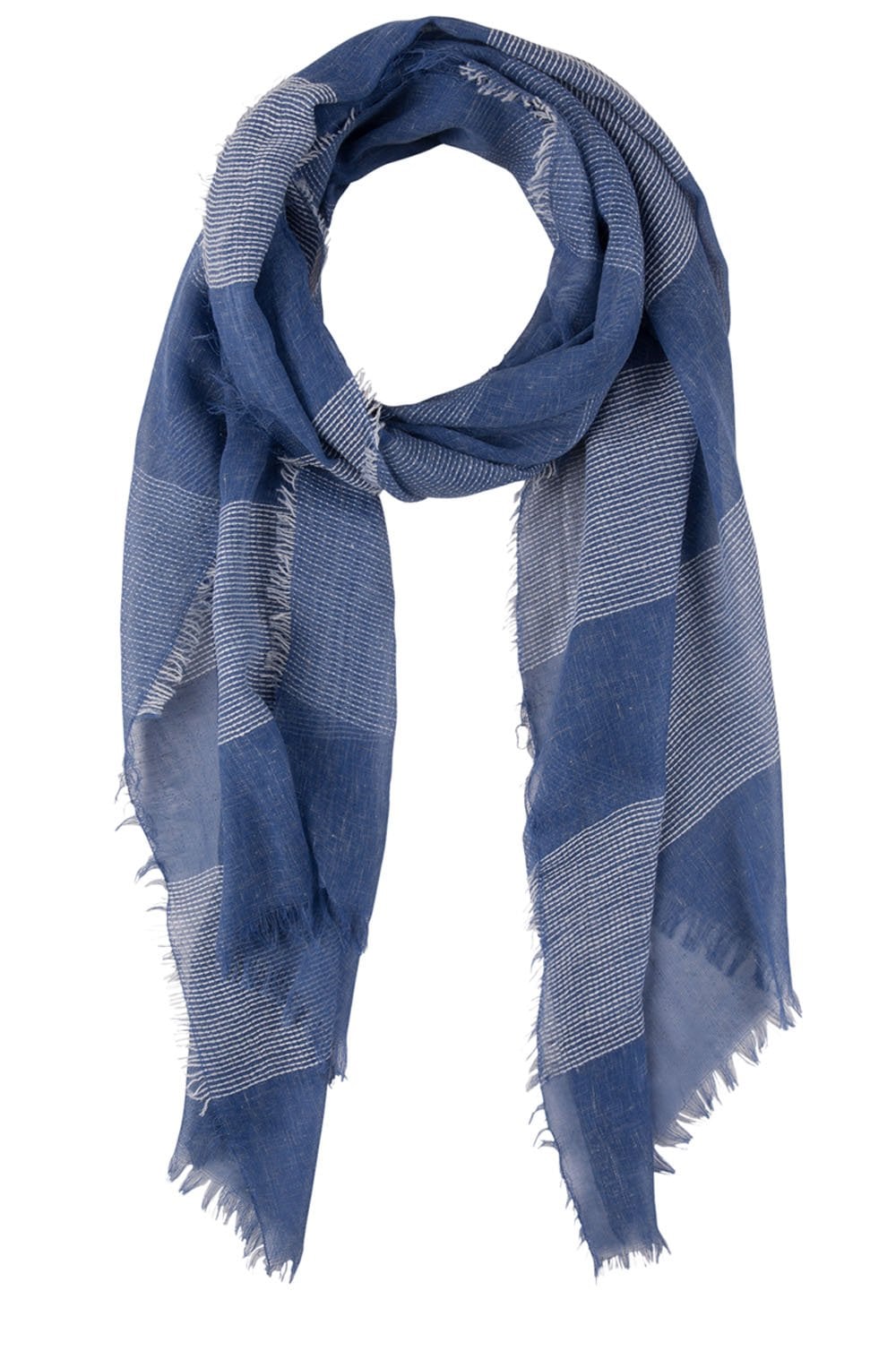 Blue & White Woven Stripe Scarf