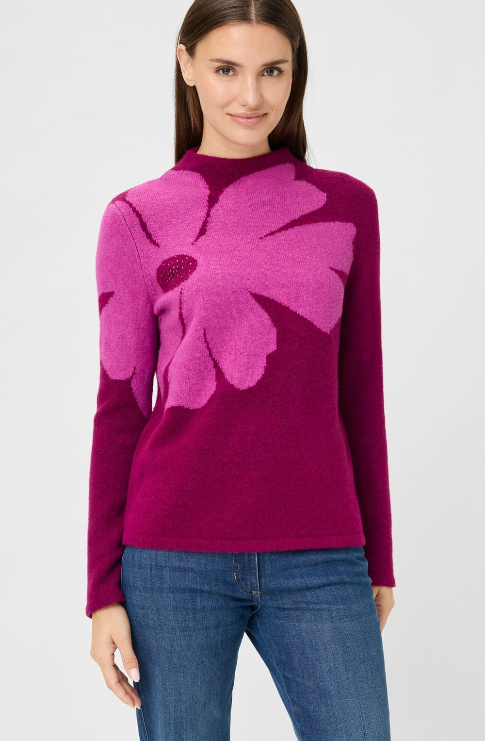 Boysenberry Large Flower Funnel Neck Henny Jumper