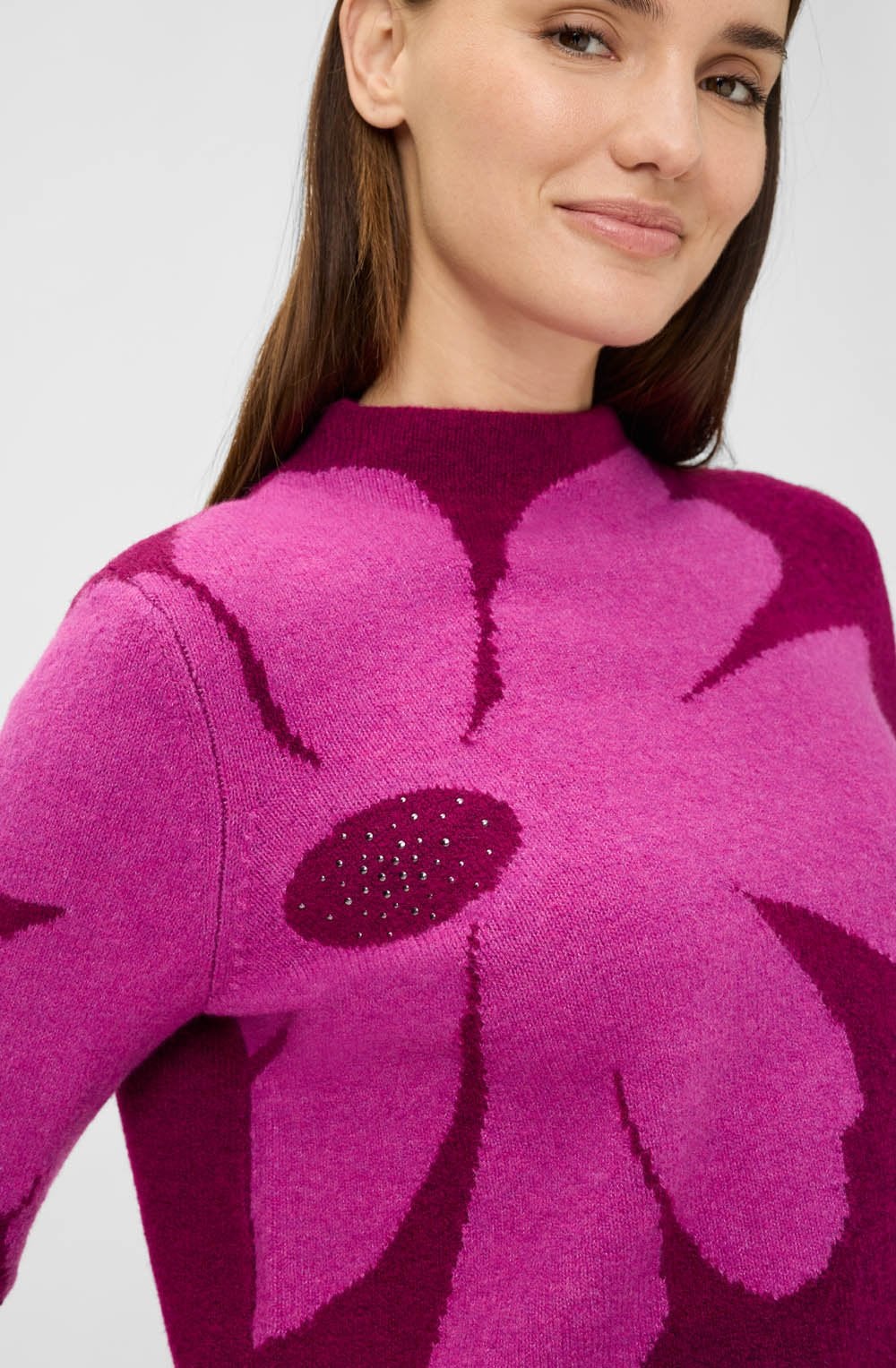 Boysenberry Large Flower Funnel Neck Henny Jumper