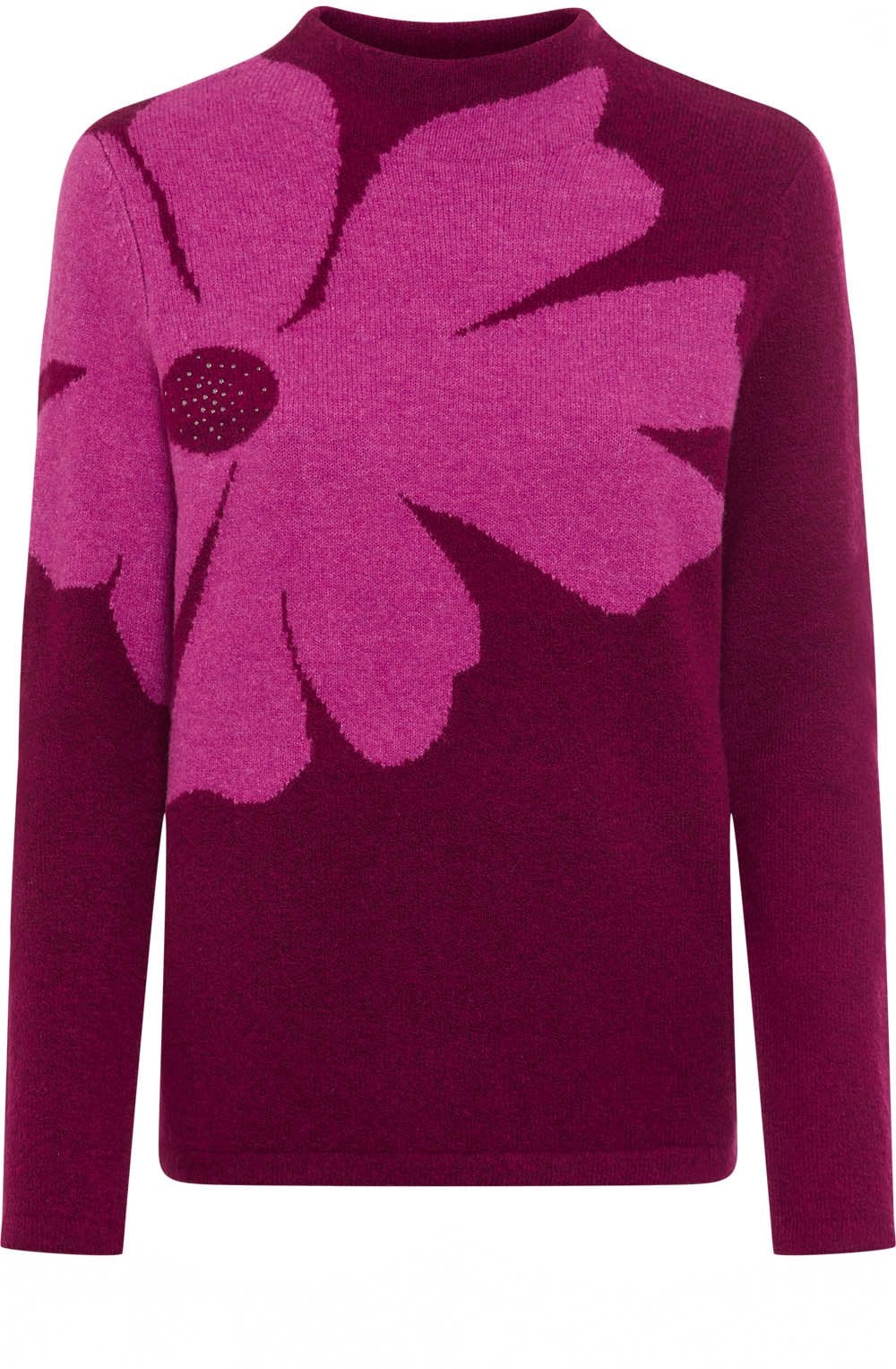 Boysenberry Large Flower Funnel Neck Henny Jumper