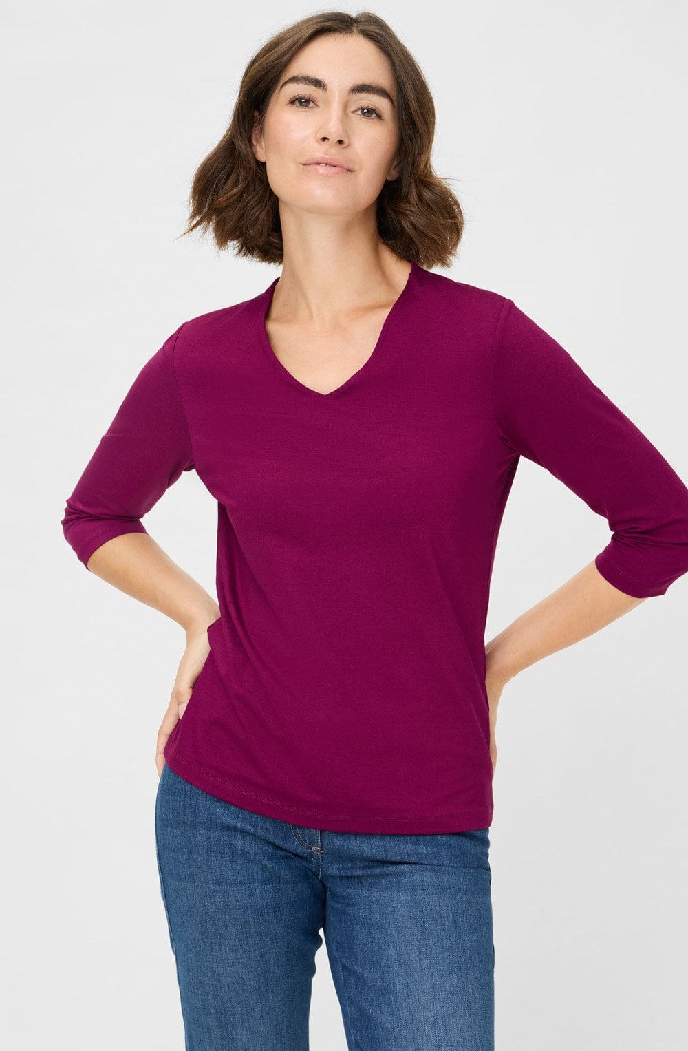 Boysenberry V Neck Jersey Edda Top