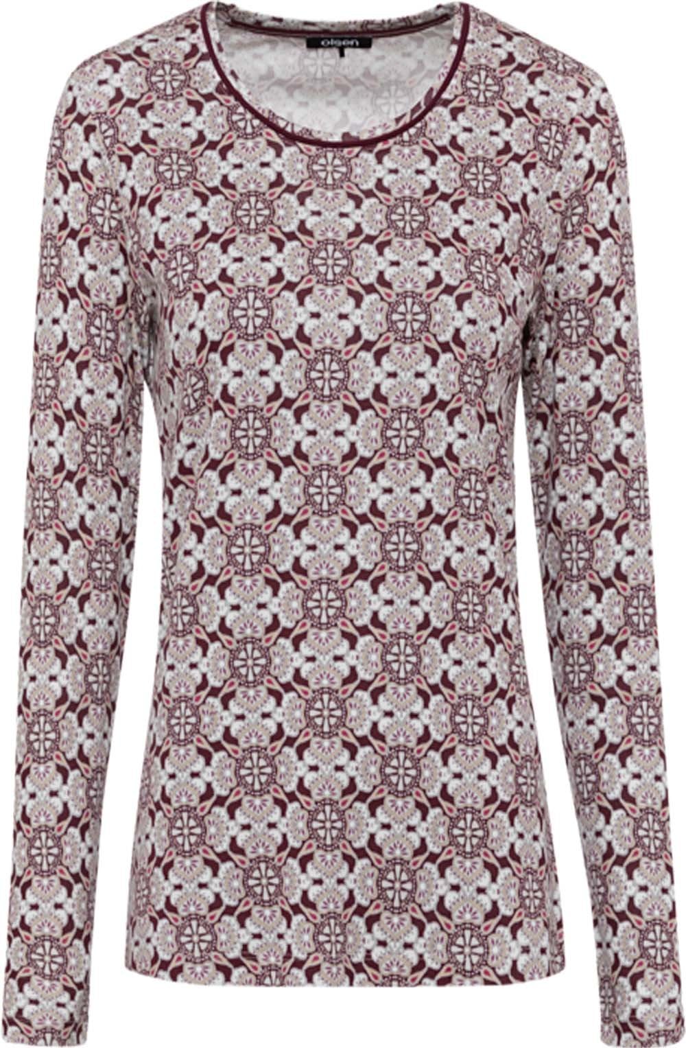 Burgundy Print Long Sleeve Top