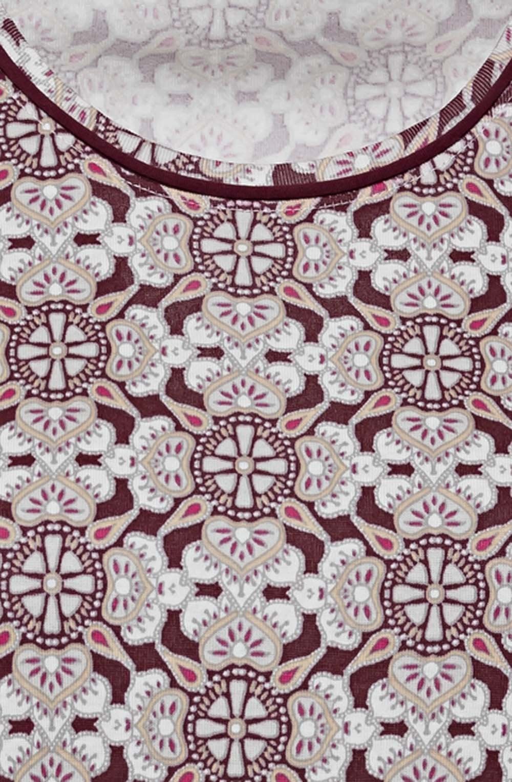 Burgundy Print Long Sleeve Top