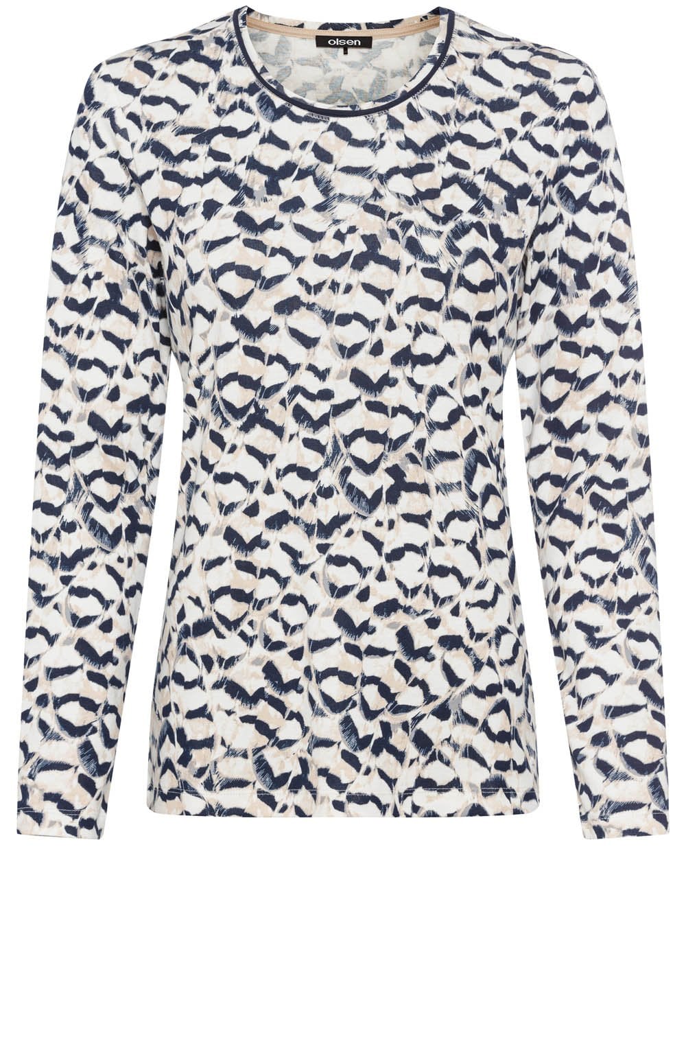 Caffe Latte and Navy Abstract Edda Top
