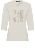 Caffe Latte Mixed Print And Diamante Edda Top