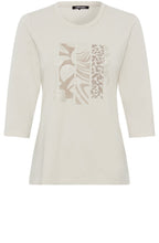 Caffe Latte Mixed Print And Diamante Edda Top