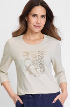 Caffe Latte Mixed Print And Diamante Edda Top