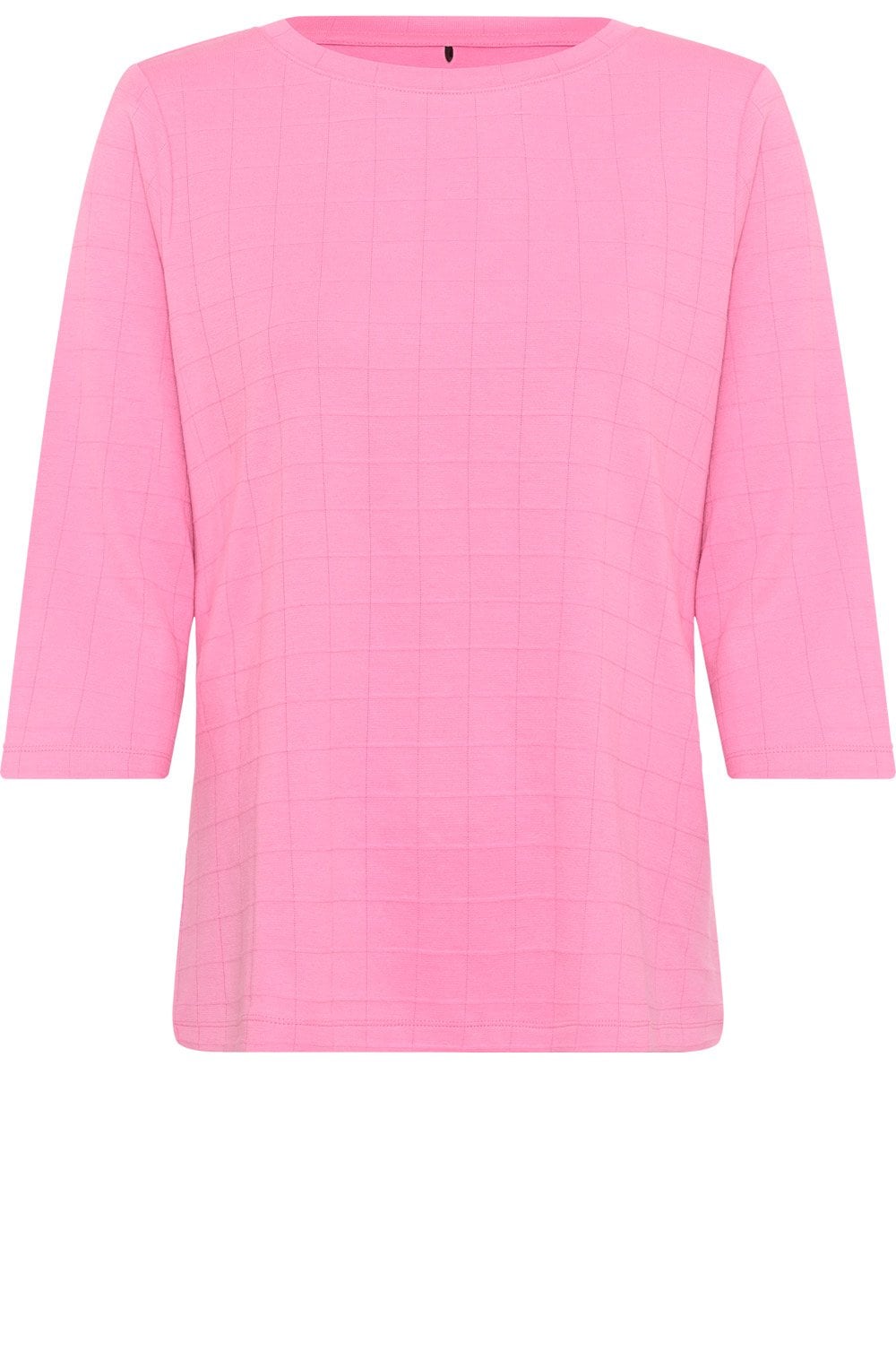 Candy Pink Check Stitch Top