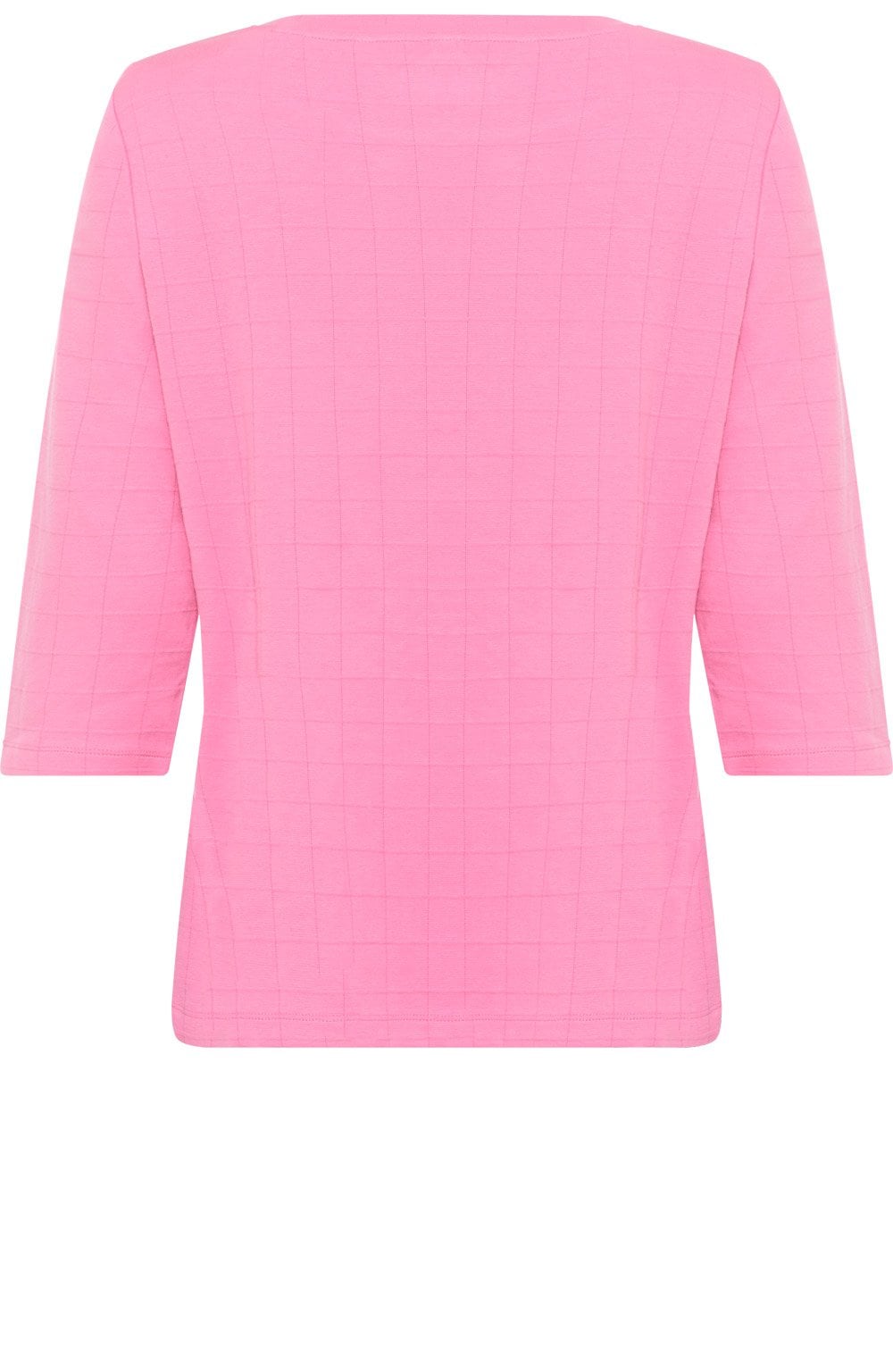 Candy Pink Check Stitch Top