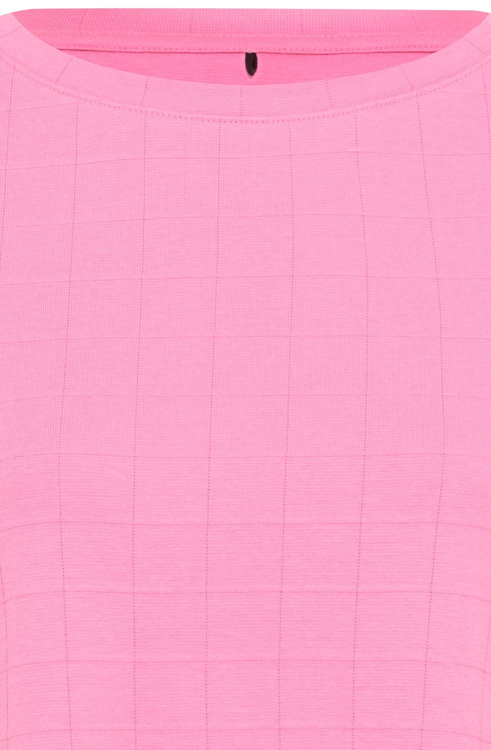 Candy Pink Check Stitch Top