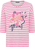 Candy Pink Floral and Stripes Cosima Relaxed Top