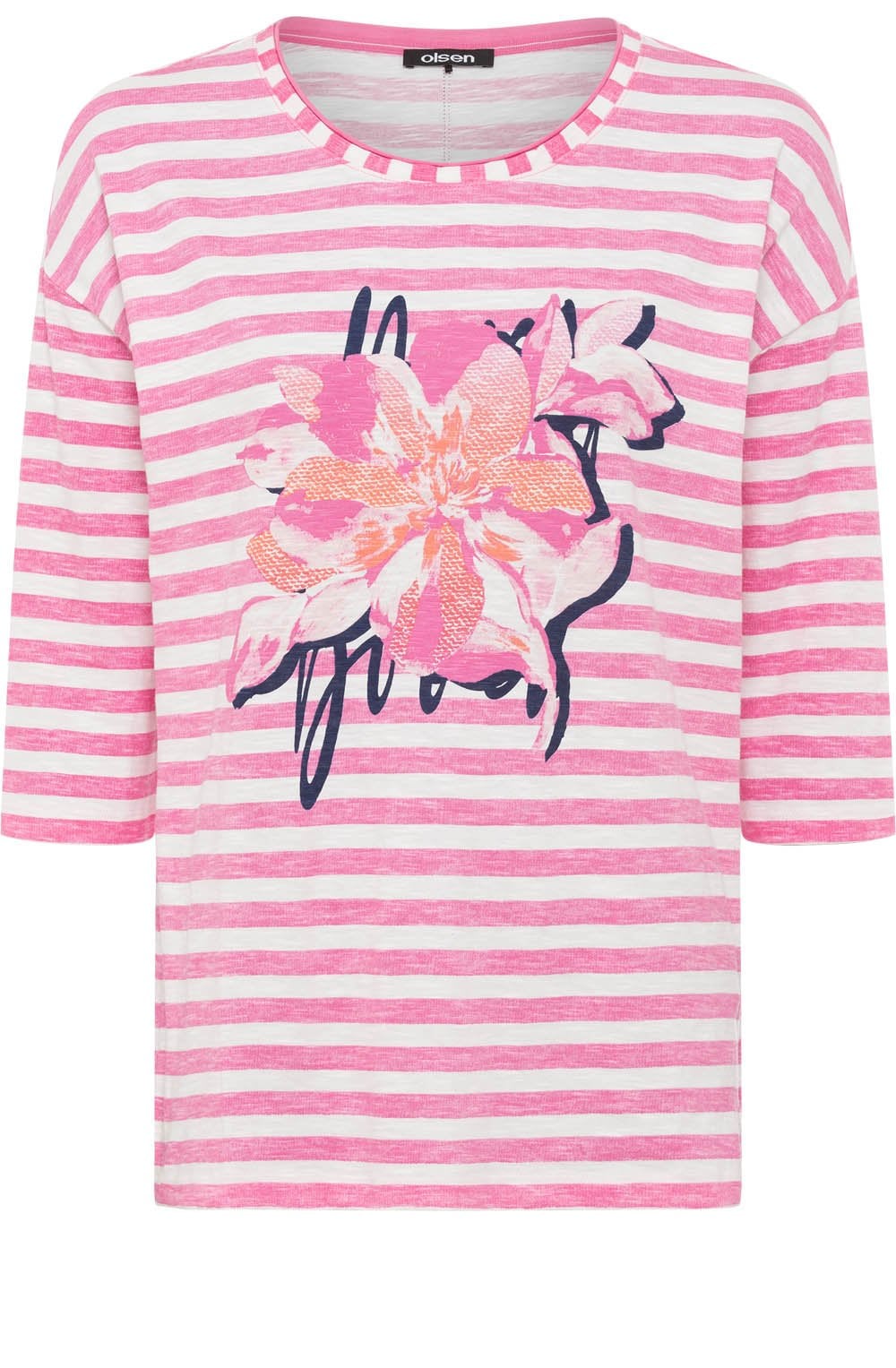 Candy Pink Floral and Stripes Cosima Relaxed Top
