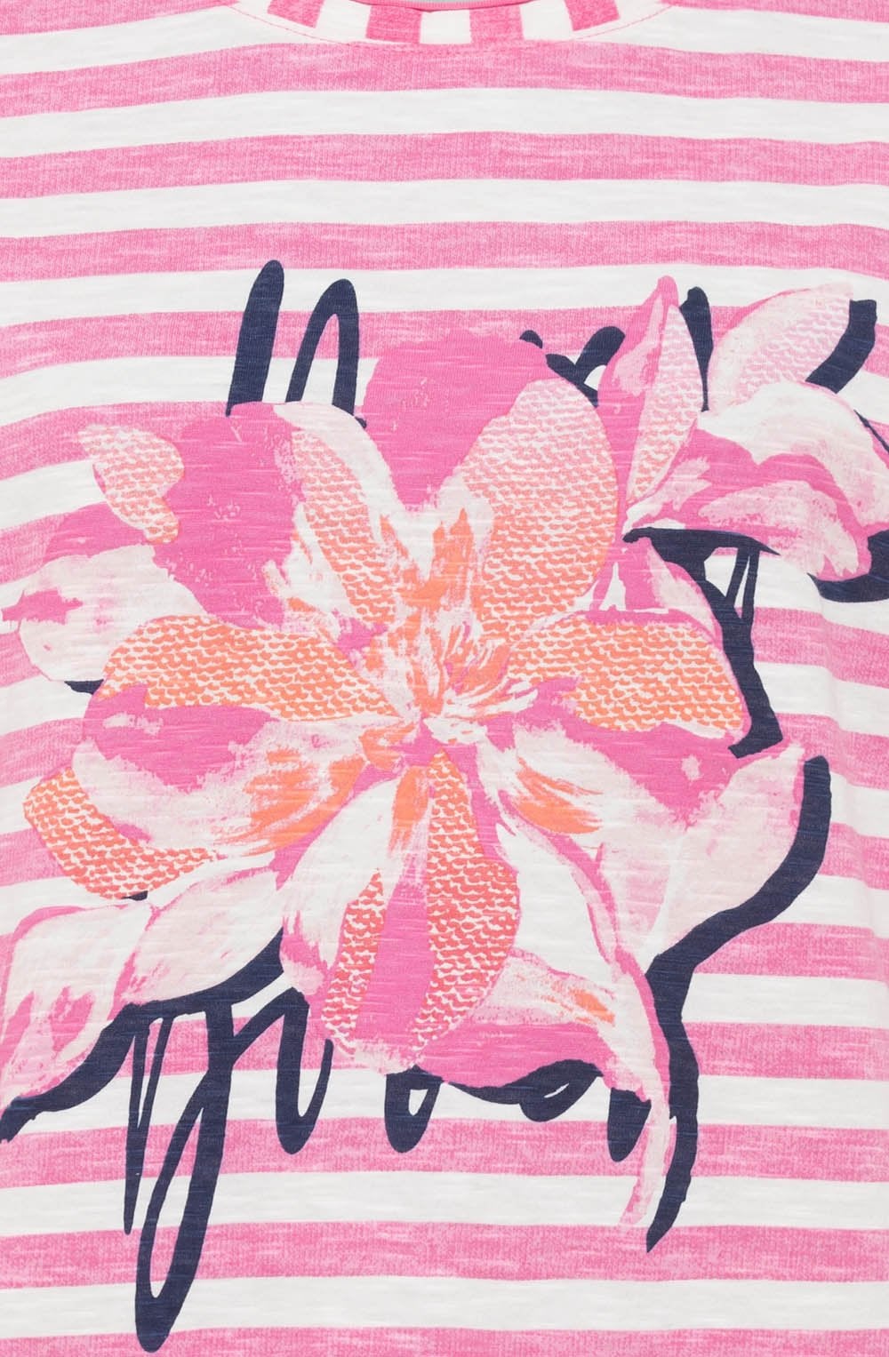 Candy Pink Floral and Stripes Cosima Relaxed Top