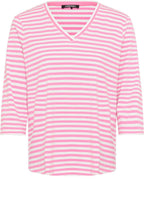 Candy Pink Striped V Neck Hannah Top