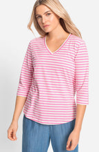 Candy Pink Striped V Neck Hannah Top