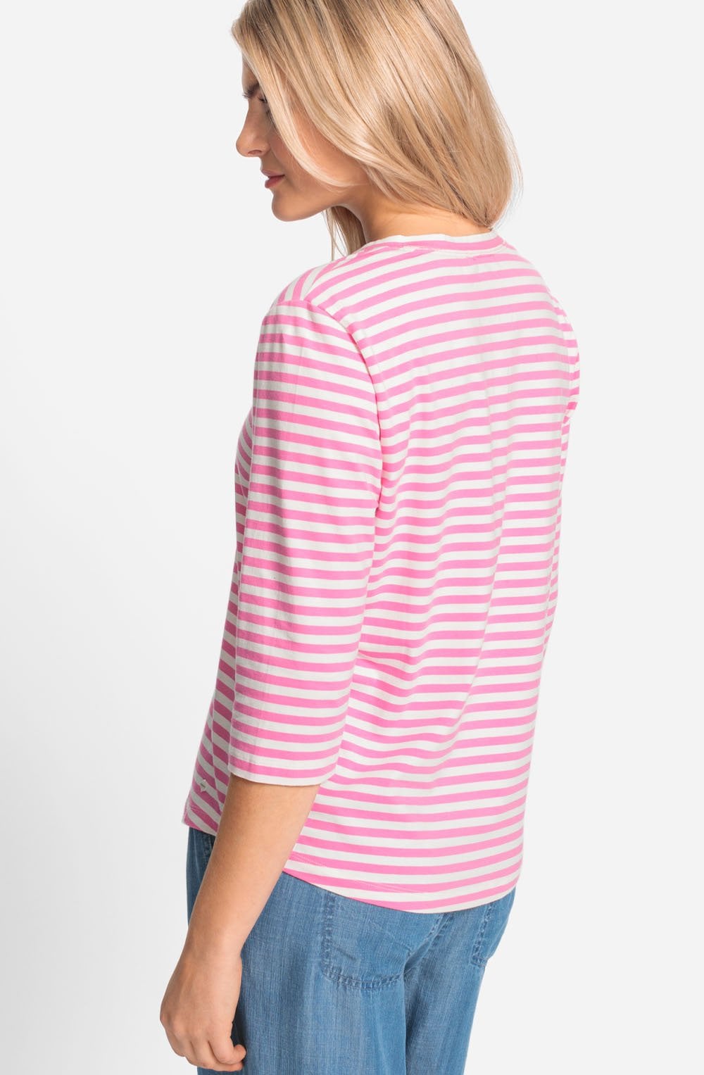 Candy Pink Striped V Neck Hannah Top