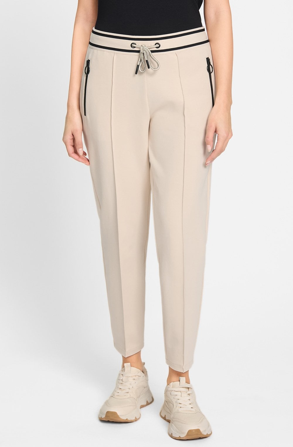 Canvas Beige Ankle Length Lisa Trousers