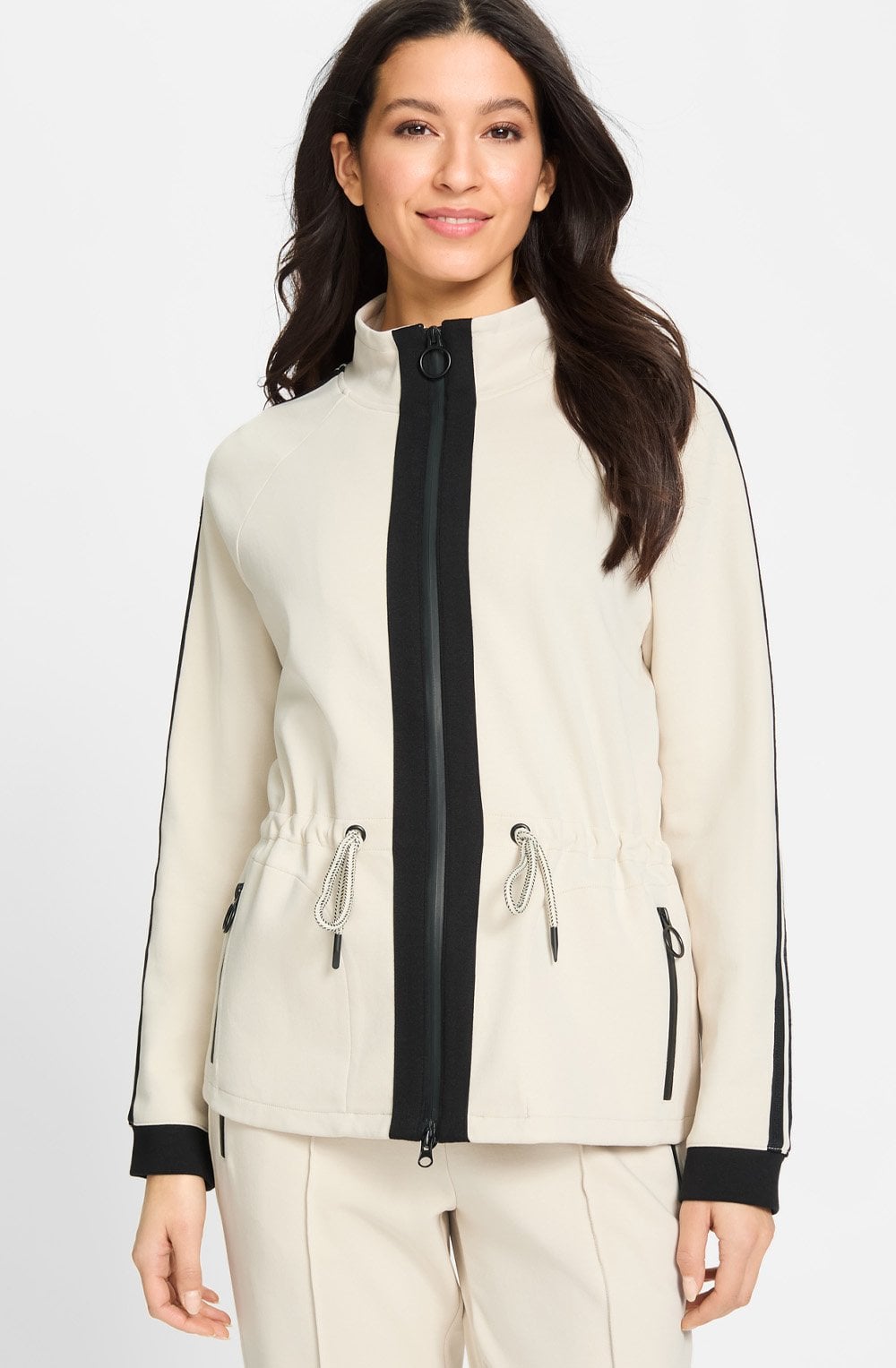 Canvas Beige Jersey Zip Henny Jacket