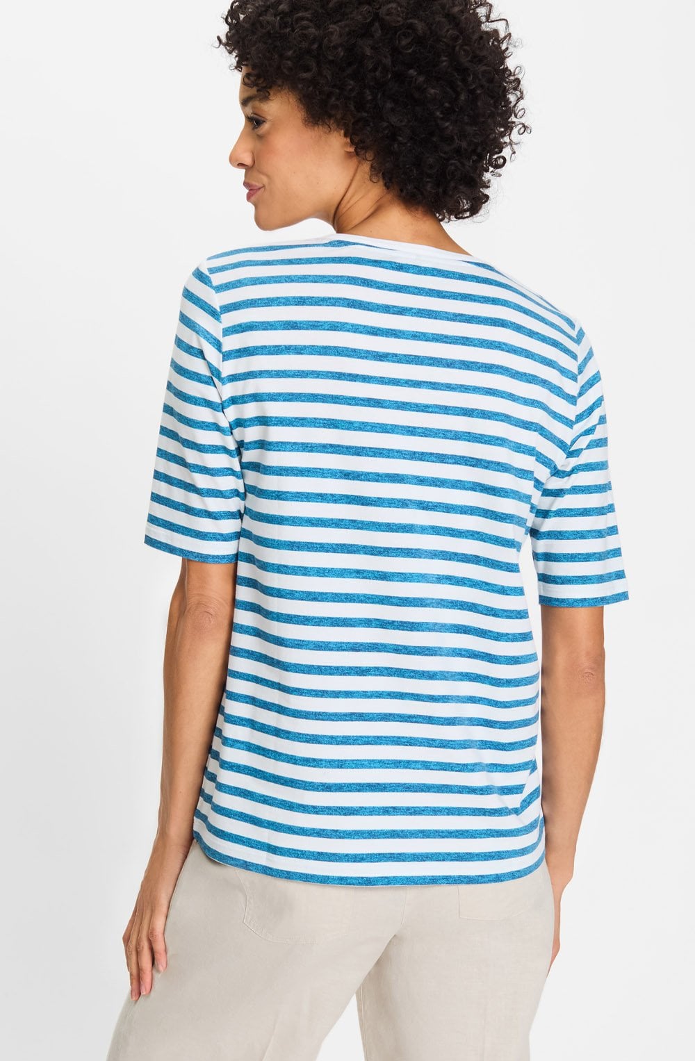 Capri Blue Floral and Stripe Hannah Top
