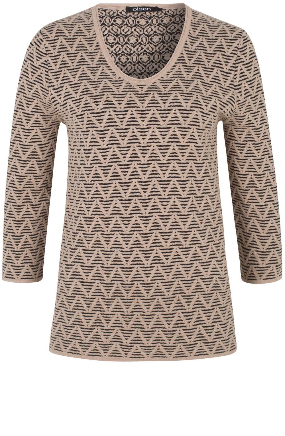 Caramel Patterned Knit Sweater