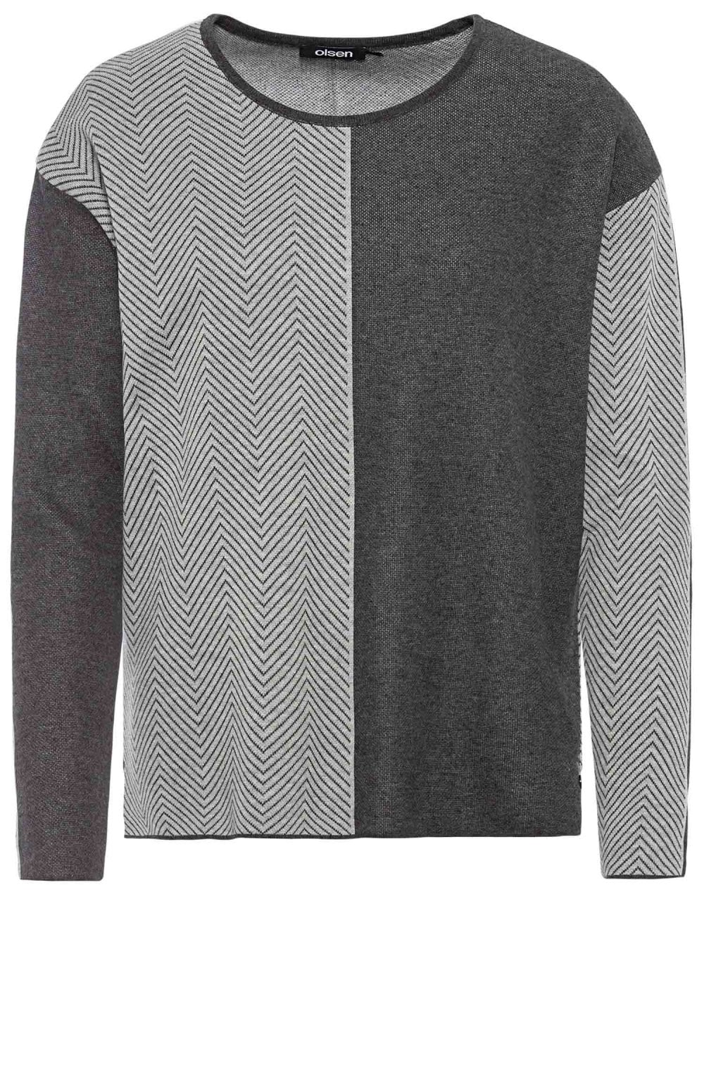 Charcoal Grey Half Chevron Pattern Jumper