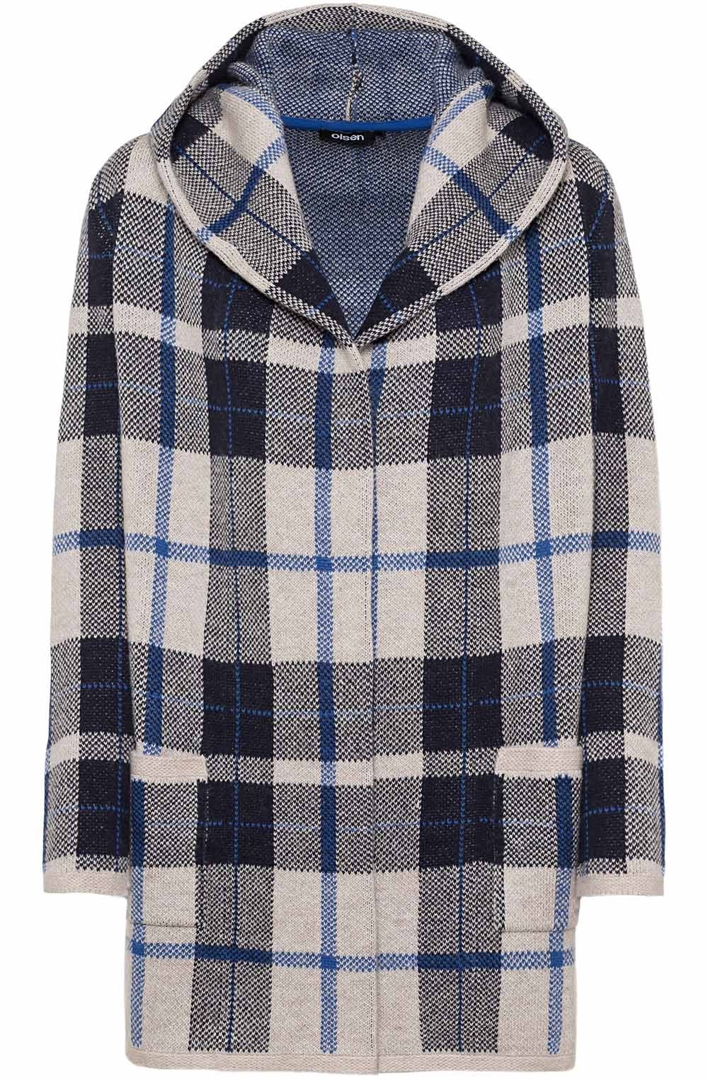 Check Hooded Cardigan