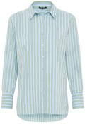 Ciel Blue and Green Striped Classic Shirt
