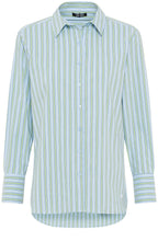 Ciel Blue and Green Striped Classic Shirt