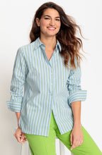 Ciel Blue and Green Striped Classic Shirt