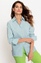 Ciel Blue and Green Striped Classic Shirt