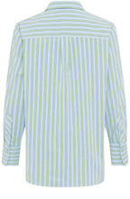 Ciel Blue and Green Striped Classic Shirt