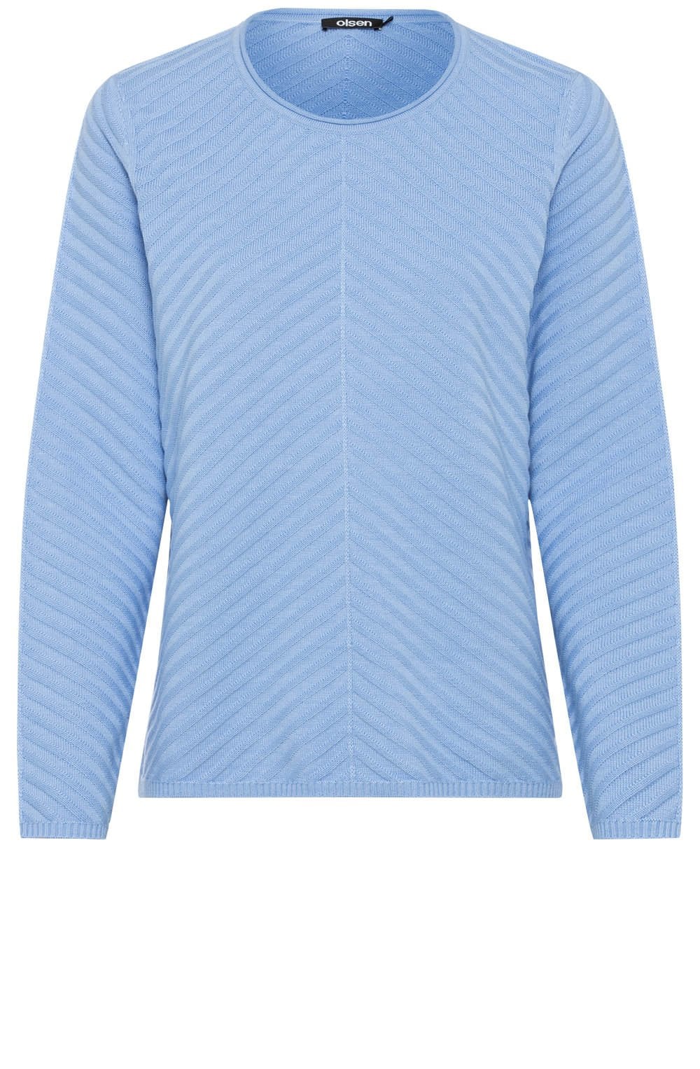 Ciel Blue Diagonal Knit Jumper
