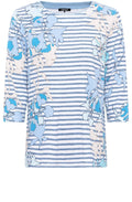 Ciel Blue Floral and Stripe Hannah Top