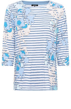 Ciel Blue Floral and Stripe Hannah Top