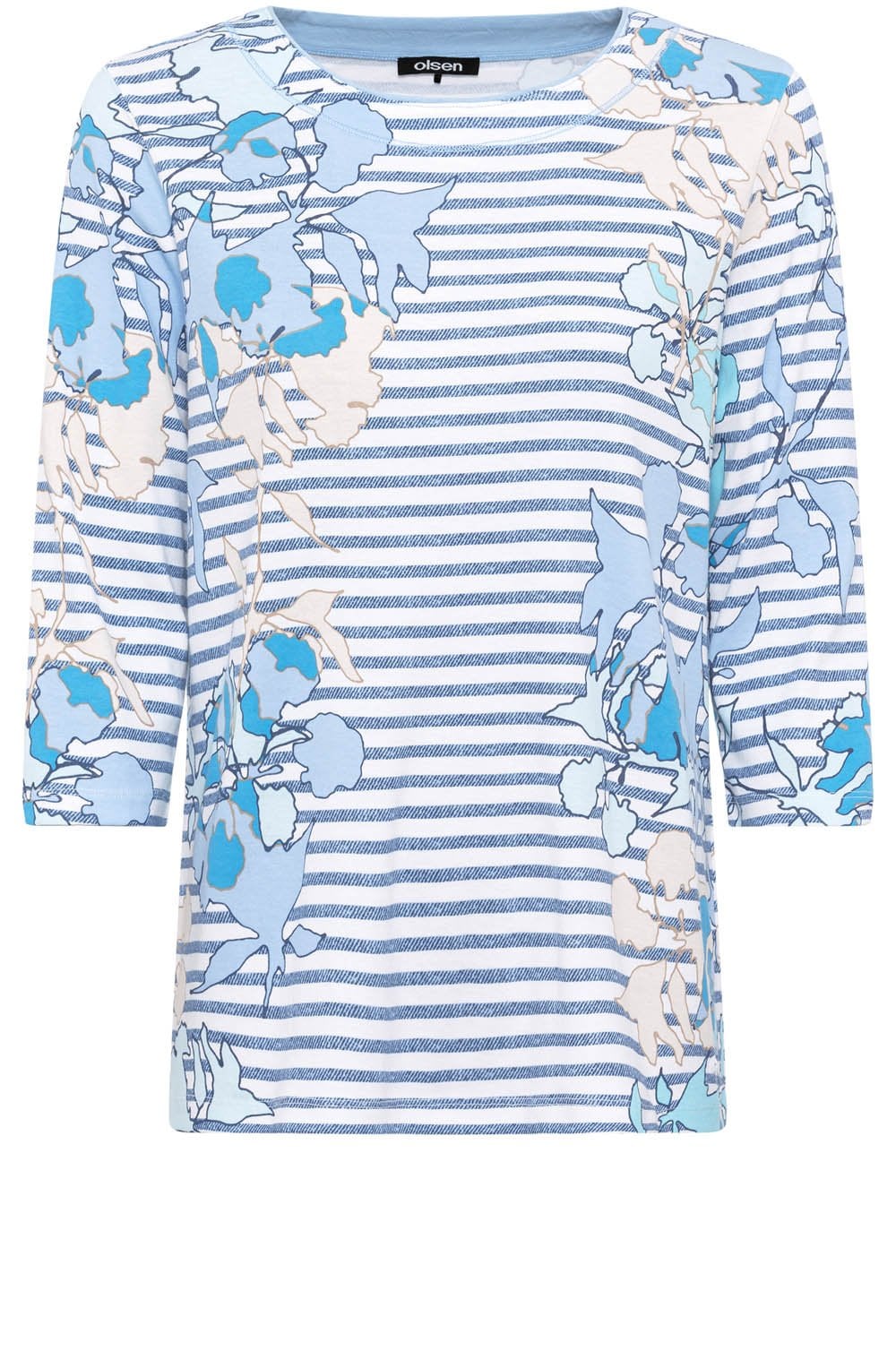 Ciel Blue Floral and Stripe Hannah Top